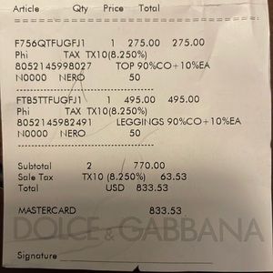 Dolce&Gabbana size 50 Black and White Spandex set!